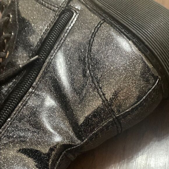 Wonder Nation Black Sparkle Combat Boots Ankle High Lace-Up - Picture 7 of 8